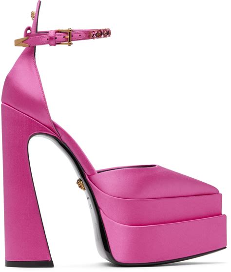 versace pink heels|versace pink chunky heel.